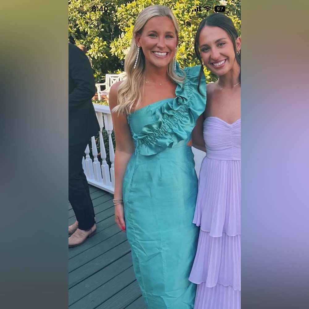 Elegant Teal One-Shoulder Dress